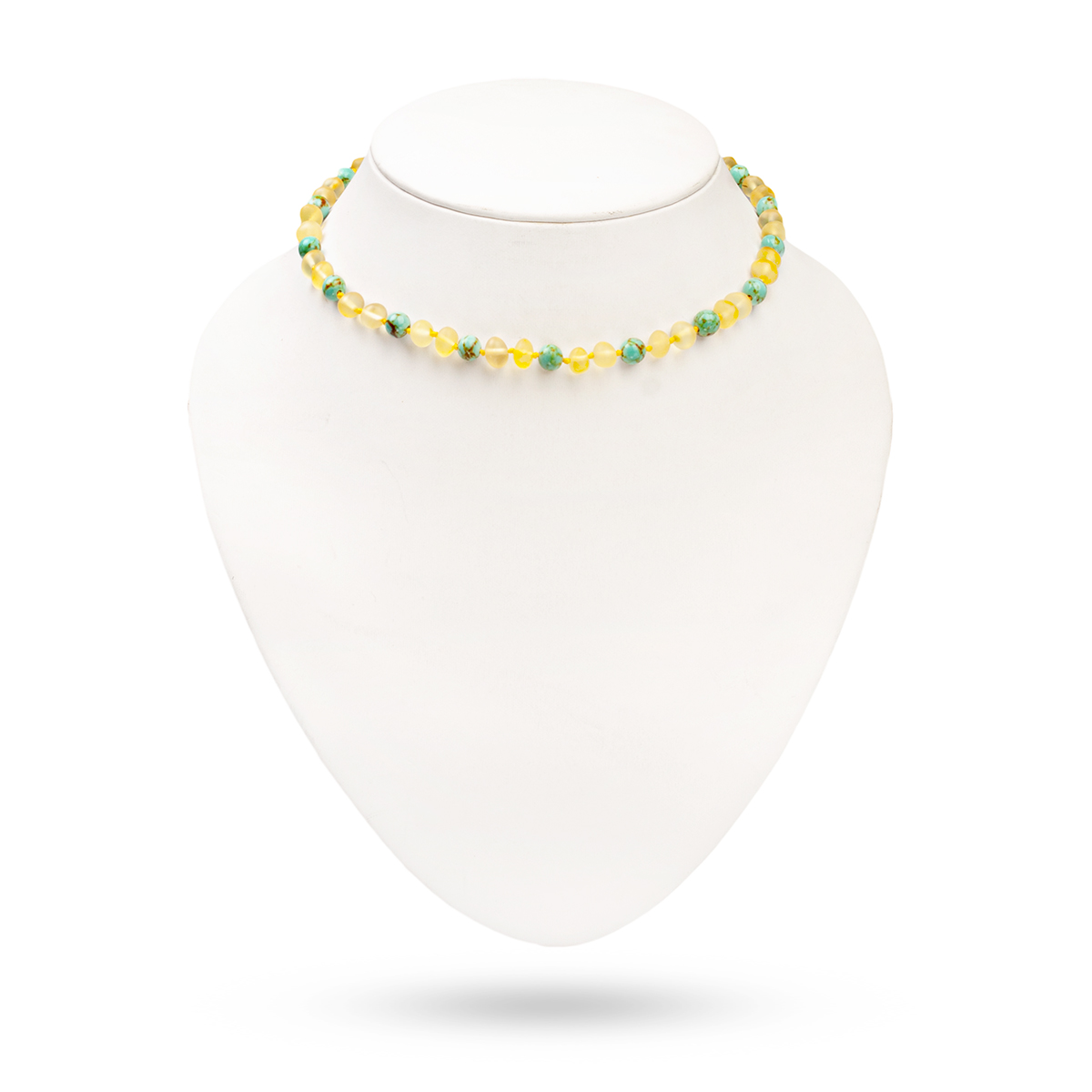 Детские бусы из янтаря и бирюзы